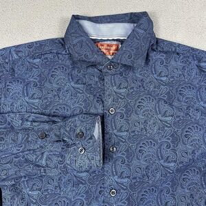 Consequence Shirt Mens Medium Blue Paisley Long Sleeve Button Front Casual